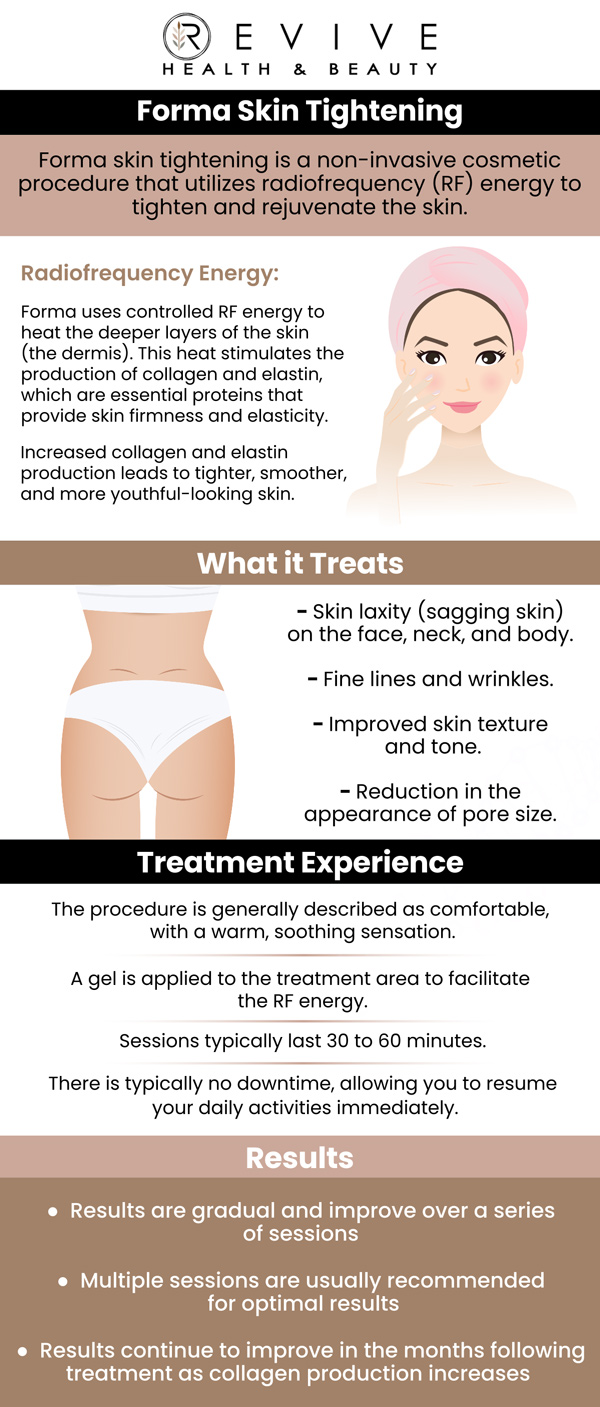 At ABC Health and Beauty, our team offers advanced Forma skin tightening treatments to help you achieve smoother, firmer skin without surgery. Using cutting-edge technology, our experts create personalized treatment plans that target wrinkles and sagging, leaving you with a youthful, rejuvenated appearance. Trust our skilled team to enhance your natural beauty with non-invasive solutions. For more information, contact us or request an appointment online. We are conveniently located at 123 ABC Ave Suite A, Los Altos, CA 123456.